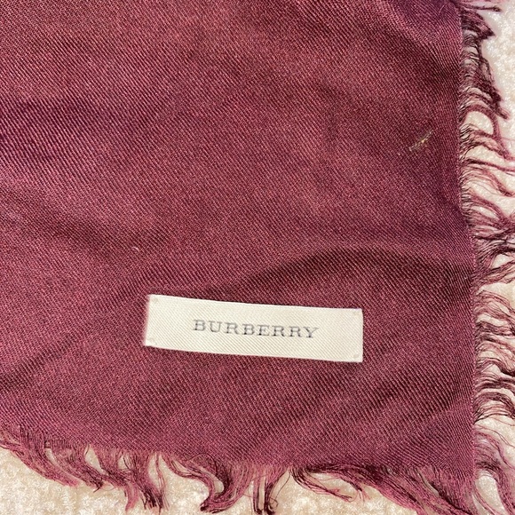 Burberry Overdyed Chambray Check Square Scarf in Deep Claret - Picture 3 of 4
